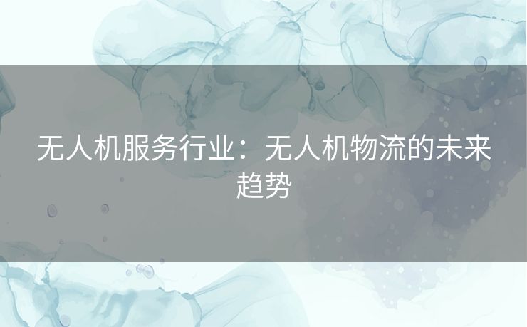 无人机服务行业:无人机物流的未来趋势 无人机服务行业:无人机物流的未来趋势