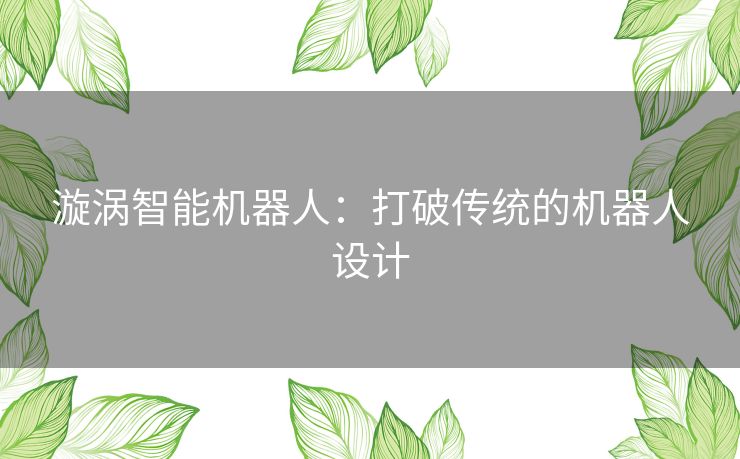 漩涡智能机器人：打破传统的机器人设计