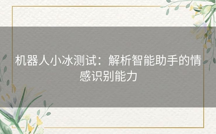 机器人小冰测试：解析智能助手的情感识别能力