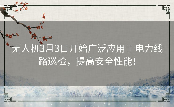 无人机3月3日开始广泛应用于电力线路巡检,提高安全性能! 无人机3月3日开始广泛应用于电力线路巡检,提高安全性能!