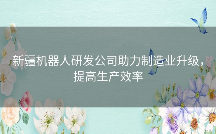 新疆机器人研发公司助力制造业升级,提高生产效率 新疆机器人研发公司助力制造业升级,提高生产效率