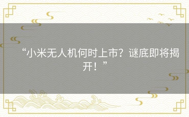 “小米无人机何时上市?谜底即将揭开!” “小米无人机何时上市?谜底即将揭开!”