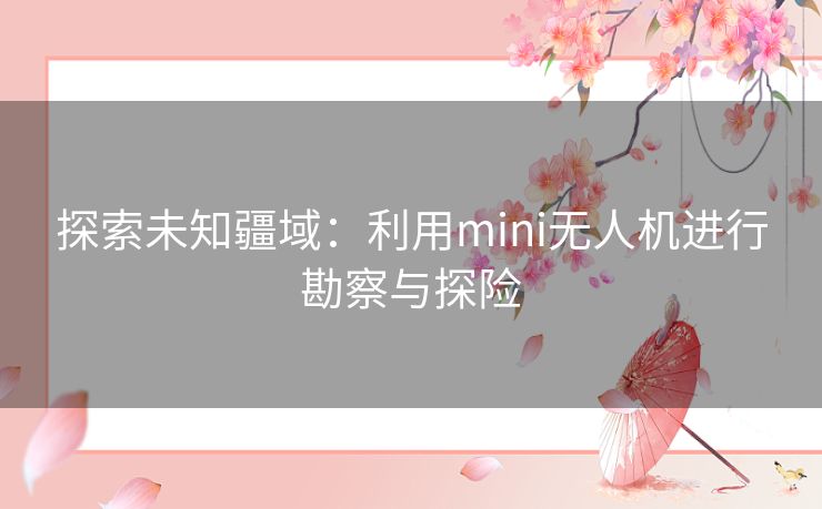 探索未知疆域:利用mini无人机进行勘察与探险 探索未知疆域:利用mini无人机进行勘察与探险