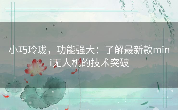 小巧玲珑,功能强大:了解最新款mini无人机的技术突破 小巧玲珑,功能强大:了解最新款mini无人机的技术突破