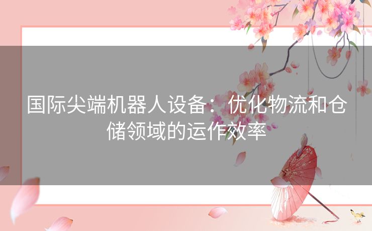 国际尖端机器人设备:优化物流和仓储领域的运作效率 国际尖端机器人设备:优化物流和仓储领域的运作效率