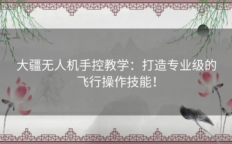 大疆无人机手控教学:打造专业级的飞行操作技能! 大疆无人机手控教学:打造专业级的飞行操作技能!