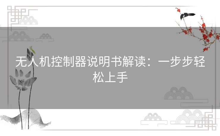 无人机控制器说明书解读:一步步轻松上手 无人机控制器说明书解读:一步步轻松上手