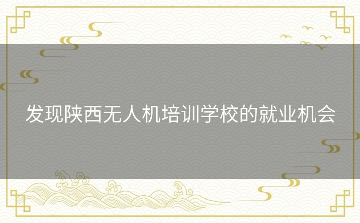 发现陕西无人机培训学校的就业机会