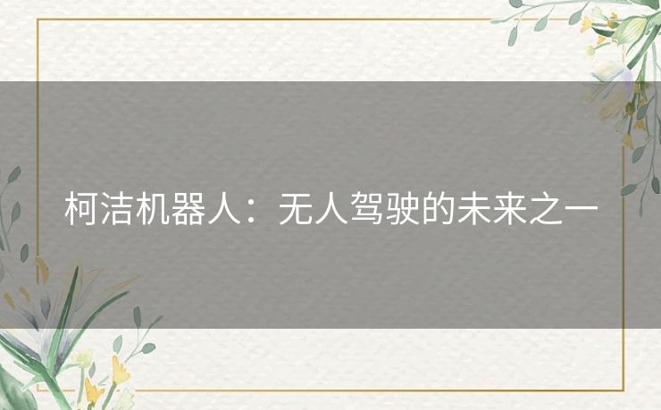 柯洁机器人:无人驾驶的未来之一 柯洁机器人:无人驾驶的未来之一