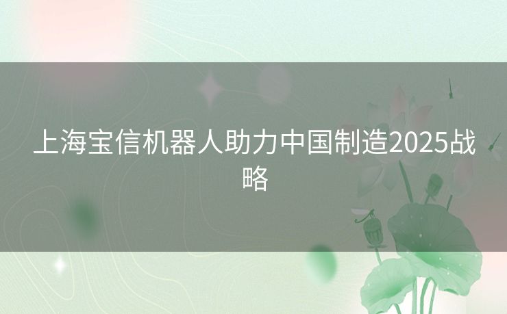 上海宝信机器人助力中国制造2025战略 上海宝信机器人助力中国制造2025战略