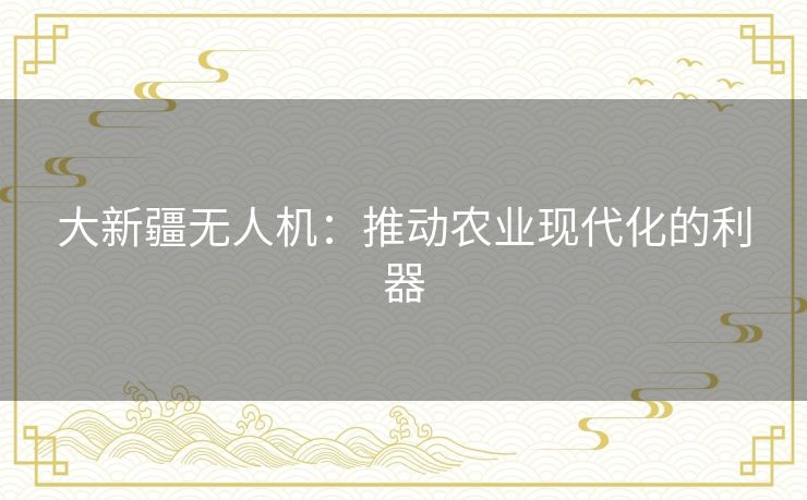 大新疆无人机:推动农业现代化的利器 大新疆无人机:推动农业现代化的利器
