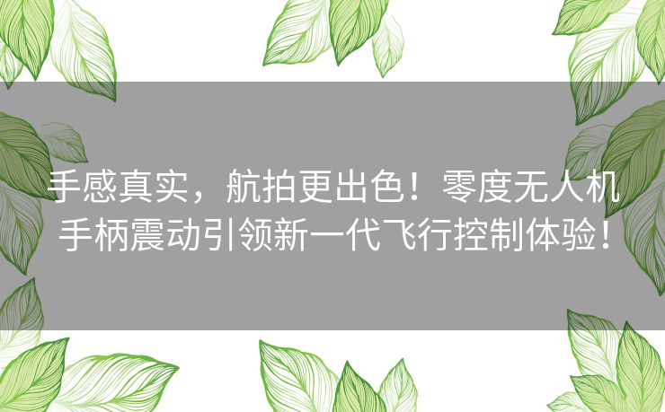 手感真实，航拍更出色！零度无人机手柄震动引领新一代飞行控制体验！