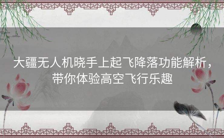 大疆无人机晓手上起飞降落功能解析,带你体验高空飞行乐趣 大疆无人机晓手上起飞降落功能解析,带你体验高空飞行乐趣