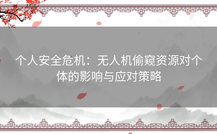 个人安全危机:无人机偷窥资源对个体的影响与应对策略 个人安全危机:无人机偷窥资源对个体的影响与应对策略