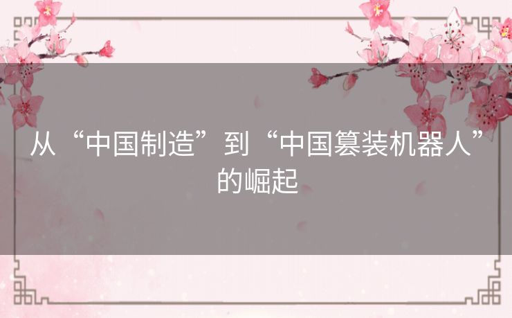 从“中国制造”到“中国篡装机器人”的崛起 从“中国制造”到“中国篡装机器人”的崛起