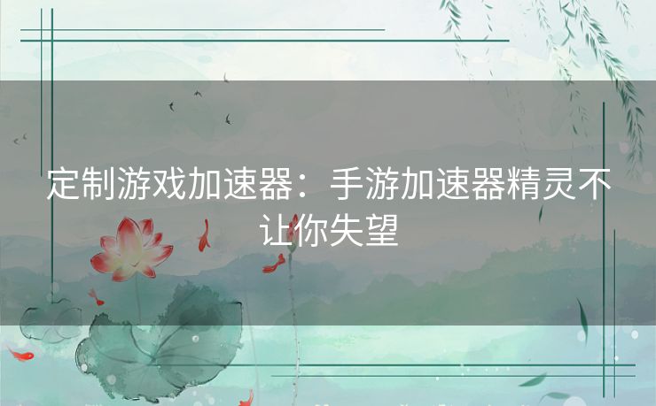 定制游戏加速器:手游加速器精灵不让你失望 定制游戏加速器:手游加速器精灵不让你失望