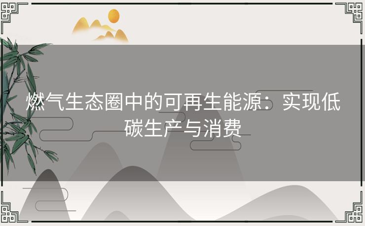 燃气生态圈中的可再生能源：实现低碳生产与消费