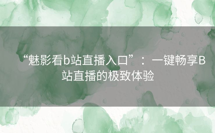 “魅影看b站直播入口”:一键畅享B站直播的极致体验 “魅影看b站直播入口”:一键畅享B站直播的极致体验