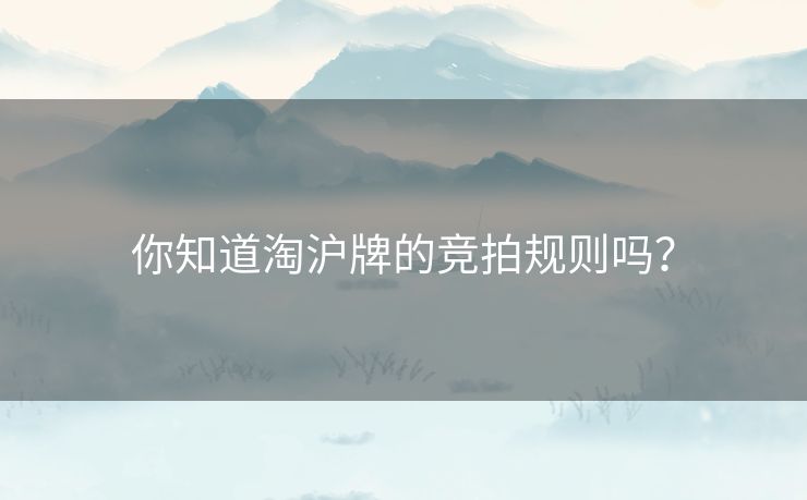 你知道淘沪牌的竞拍规则吗? 你知道淘沪牌的竞拍规则吗?