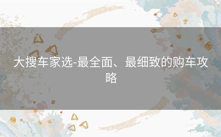大搜车家选-最全面、最细致的购车攻略 大搜车家选-最全面、最细致的购车攻略