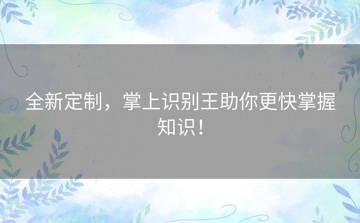 全新定制,掌上识别王助你更快掌握知识! 全新定制,掌上识别王助你更快掌握知识!