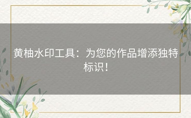 黄柚水印工具:为您的作品增添独特标识! 黄柚水印工具:为您的作品增添独特标识!