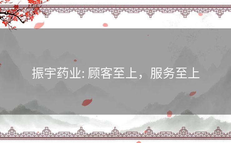 振宇药业: 顾客至上,服务至上 振宇药业: 顾客至上,服务至上