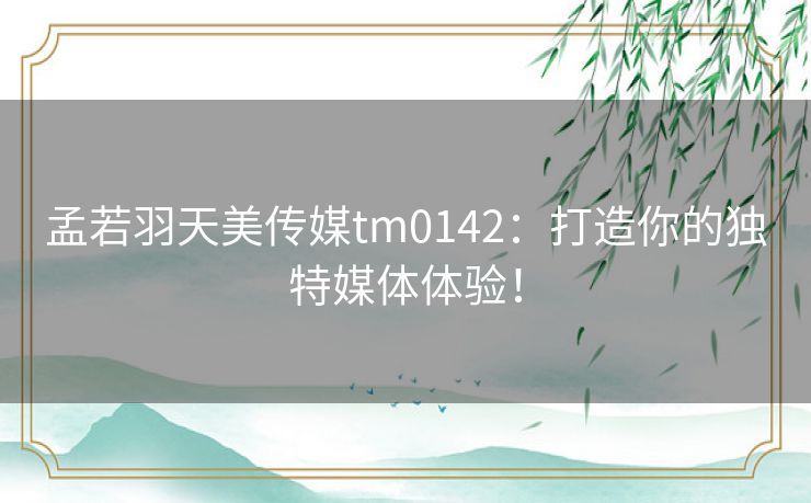 孟若羽天美传媒tm0142:打造你的独特媒体体验! 孟若羽天美传媒tm0142:打造你的独特媒体体验!