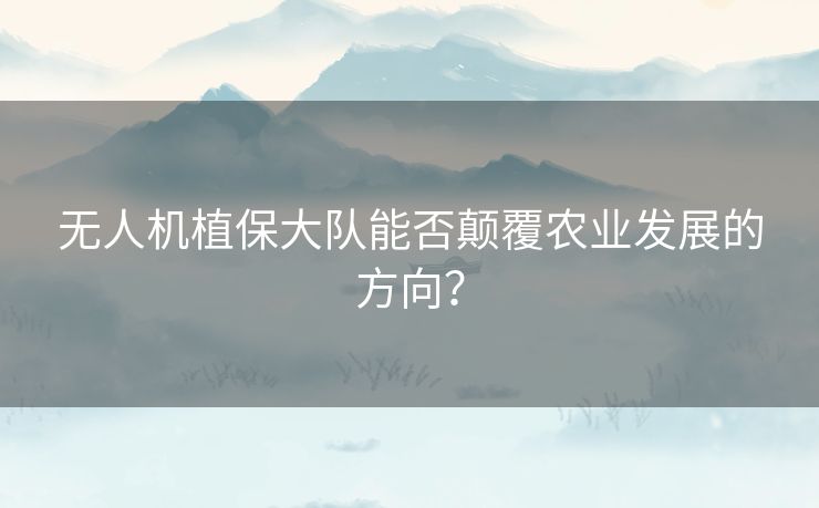 无人机植保大队能否颠覆农业发展的方向? 无人机植保大队能否颠覆农业发展的方向?