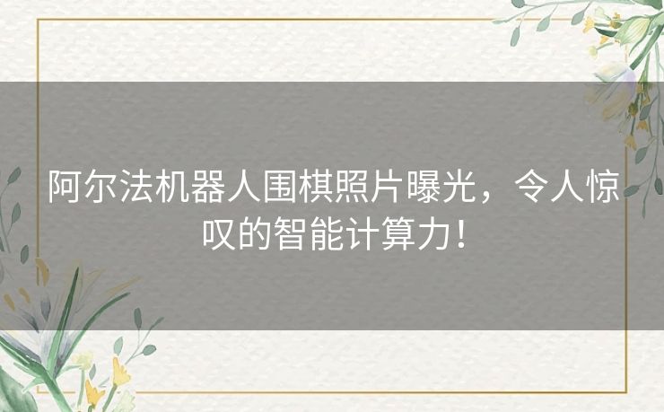 阿尔法机器人围棋照片曝光,令人惊叹的智能计算力! 阿尔法机器人围棋照片曝光,令人惊叹的智能计算力!