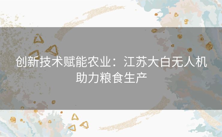 创新技术赋能农业:江苏大白无人机助力粮食生产 创新技术赋能农业:江苏大白无人机助力粮食生产