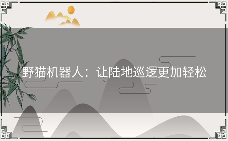野猫机器人:让陆地巡逻更加轻松 野猫机器人:让陆地巡逻更加轻松
