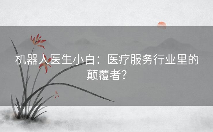 机器人医生小白:医疗服务行业里的颠覆者? 机器人医生小白:医疗服务行业里的颠覆者?