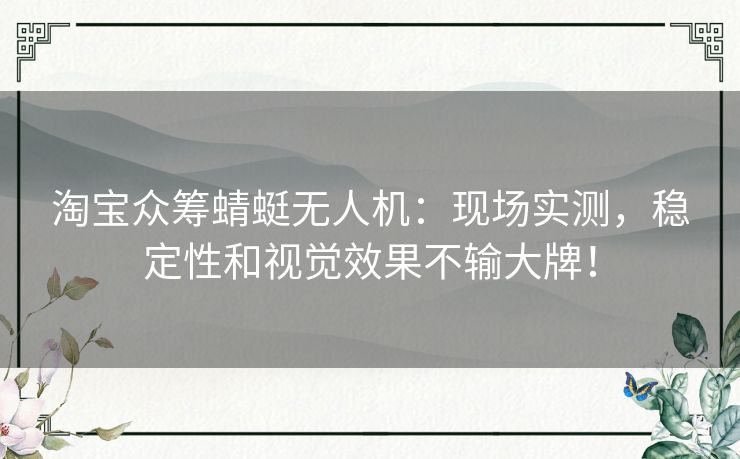 淘宝众筹蜻蜓无人机:现场实测,稳定性和视觉效果不输大牌! 淘宝众筹蜻蜓无人机:现场实测,稳定性和视觉效果不输大牌!