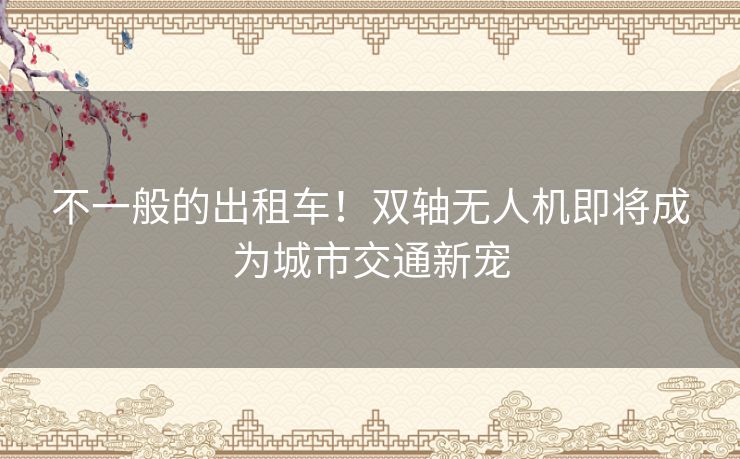 不一般的出租车!双轴无人机即将成为城市交通新宠 不一般的出租车!双轴无人机即将成为城市交通新宠