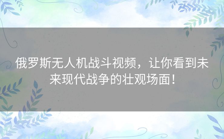 俄罗斯无人机战斗视频,让你看到未来现代战争的壮观场面! 俄罗斯无人机战斗视频,让你看到未来现代战争的壮观场面!