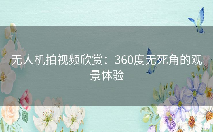无人机拍视频欣赏:360度无死角的观景体验 无人机拍视频欣赏:360度无死角的观景体验