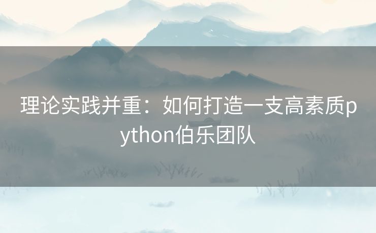 理论实践并重：如何打造一支高素质python伯乐团队
