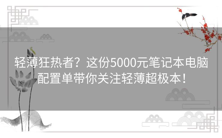 轻薄狂热者?这份5000元笔记本电脑配置单带你关注轻薄超极本! 轻薄狂热者?这份5000元笔记本电脑配置单带你关注轻薄超极本!