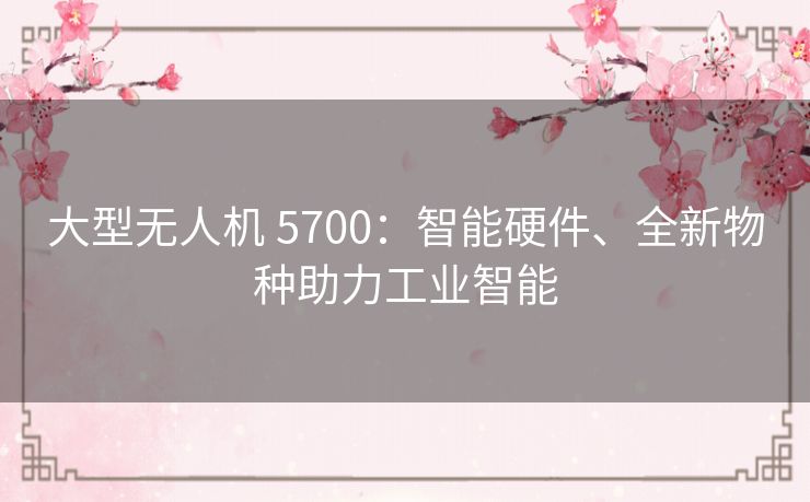 大型无人机 5700:智能硬件、全新物种助力工业智能 大型无人机 5700:智能硬件、全新物种助力工业智能
