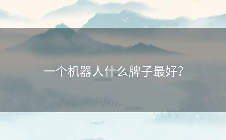 一个机器人什么牌子最好? 一个机器人什么牌子最好?