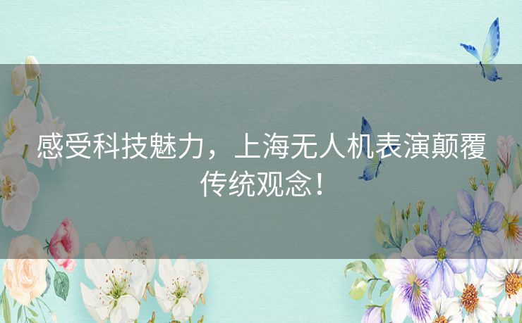 感受科技魅力，上海无人机表演颠覆传统观念！