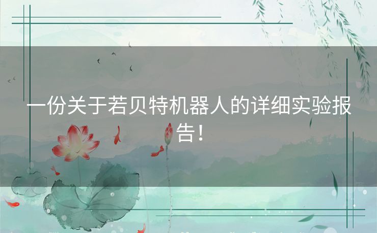 一份关于若贝特机器人的详细实验报告! 一份关于若贝特机器人的详细实验报告!
