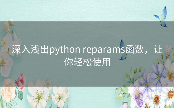 深入浅出python reparams函数,让你轻松使用 深入浅出python reparams函数,让你轻松使用