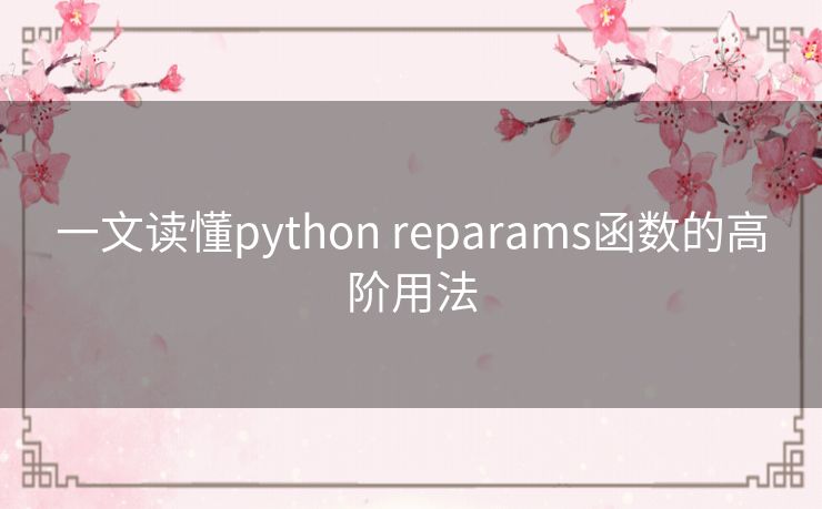 一文读懂python reparams函数的高阶用法 一文读懂python reparams函数的高阶用法
