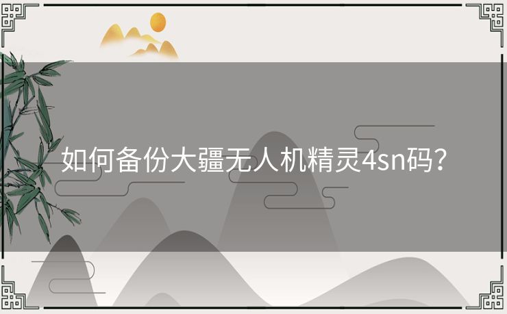 如何备份大疆无人机精灵4sn码? 如何备份大疆无人机精灵4sn码?