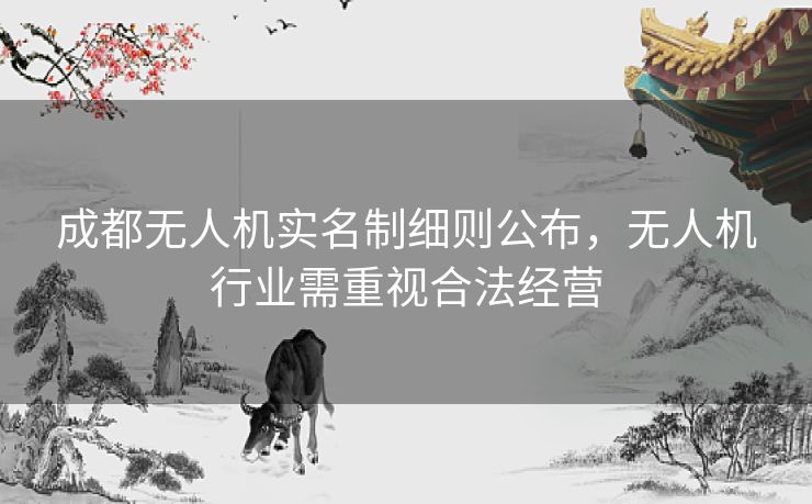 成都无人机实名制细则公布，无人机行业需重视合法经营