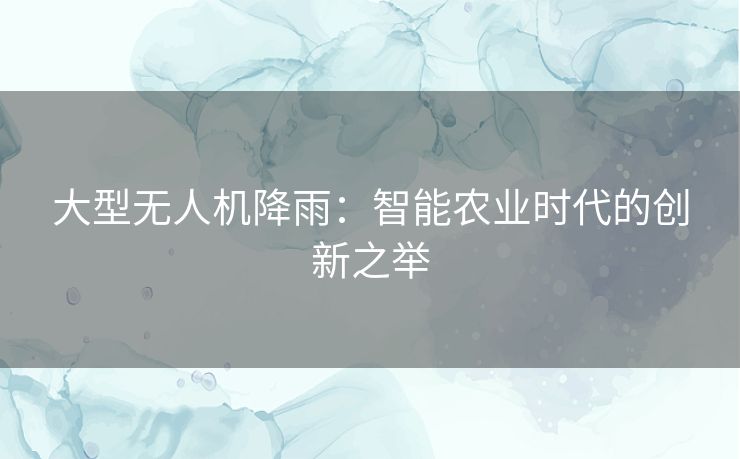 大型无人机降雨:智能农业时代的创新之举 大型无人机降雨:智能农业时代的创新之举