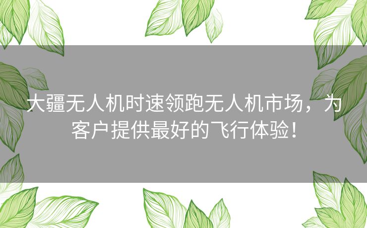 大疆无人机时速领跑无人机市场,为客户提供最好的飞行体验! 大疆无人机时速领跑无人机市场,为客户提供最好的飞行体验!