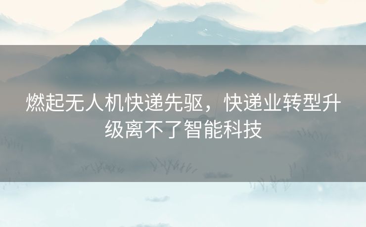 燃起无人机快递先驱,快递业转型升级离不了智能科技 燃起无人机快递先驱,快递业转型升级离不了智能科技